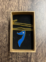 National Flag Country Shape Gold Necklace 60cm Chain