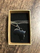 Africa Shape Country Outline Silver Necklace 60cm Chain