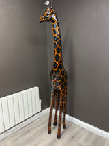 Awe Inspiring African Handmade Wooden Life Size Giraffe