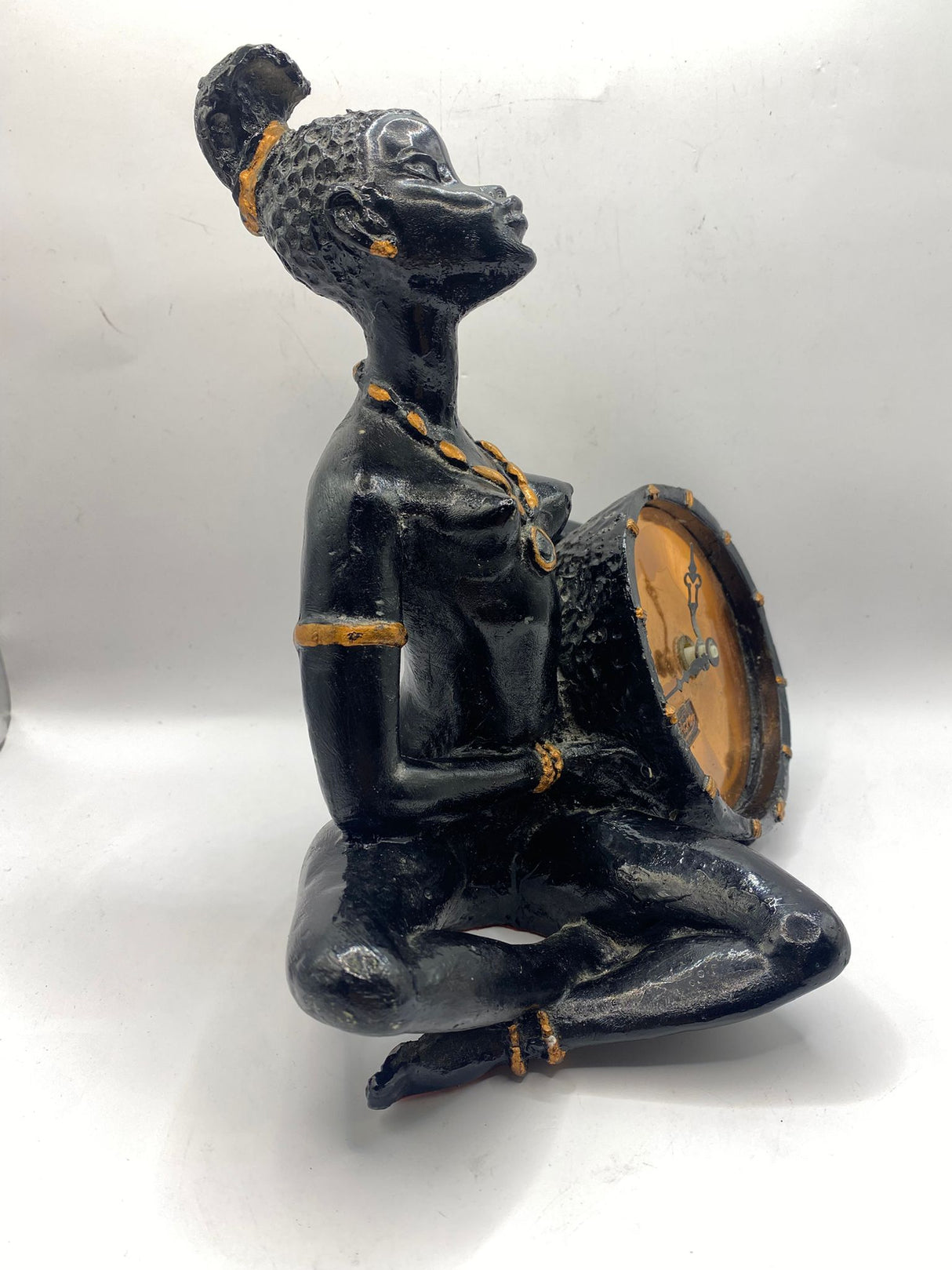 Vintage Gastone Copper and Resin Female Seated Lady Desk Clock