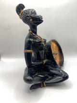 Vintage Gastone Copper and Resin Female Seated Lady Desk Clock