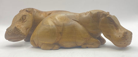 Hand Carved Mahogany Resting Hippos
