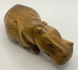 Hand Carved Mahogany Resting Hippos