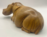 Hand Carved Mahogany Resting Hippos