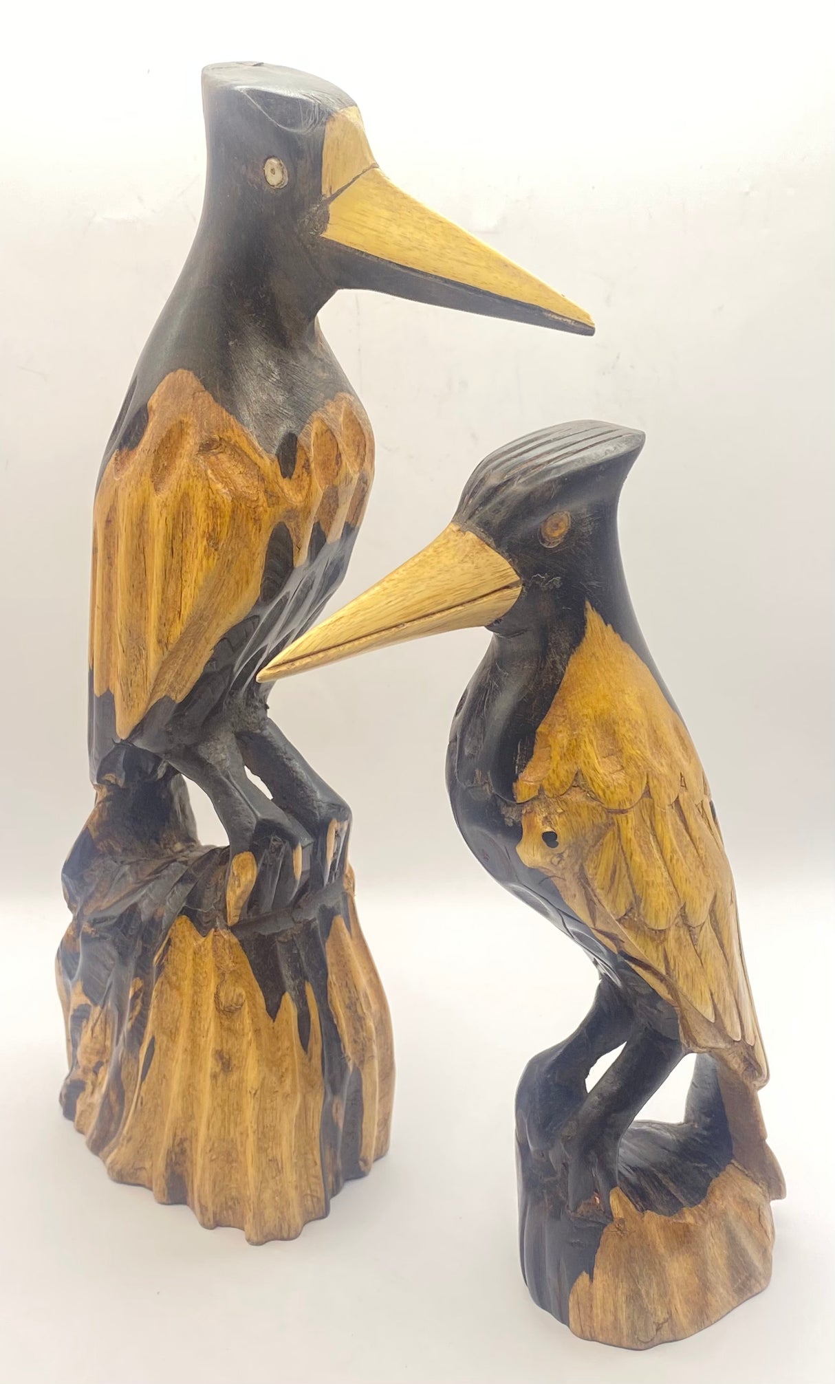 Hand Carved Ebony Cranes on a Stand