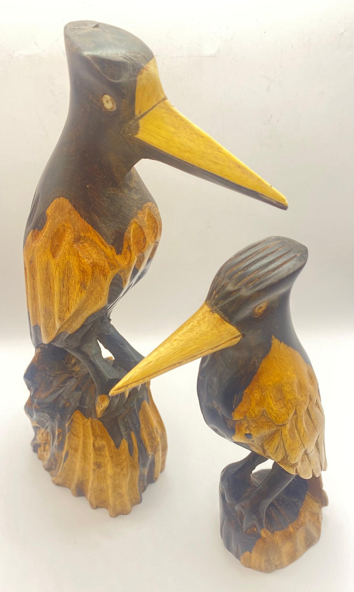 Hand Carved Ebony Cranes on a Stand