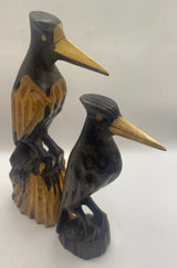 Hand Carved Ebony Cranes on a Stand