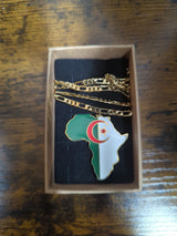 National Flag Africa Shape Gold Necklace 60cm Thick Chain