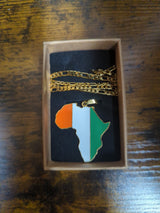 National Flag Africa Shape Gold Necklace 60cm Thick Chain