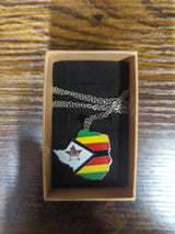 National Flag Country Shape Silver Necklace 60cm Chain