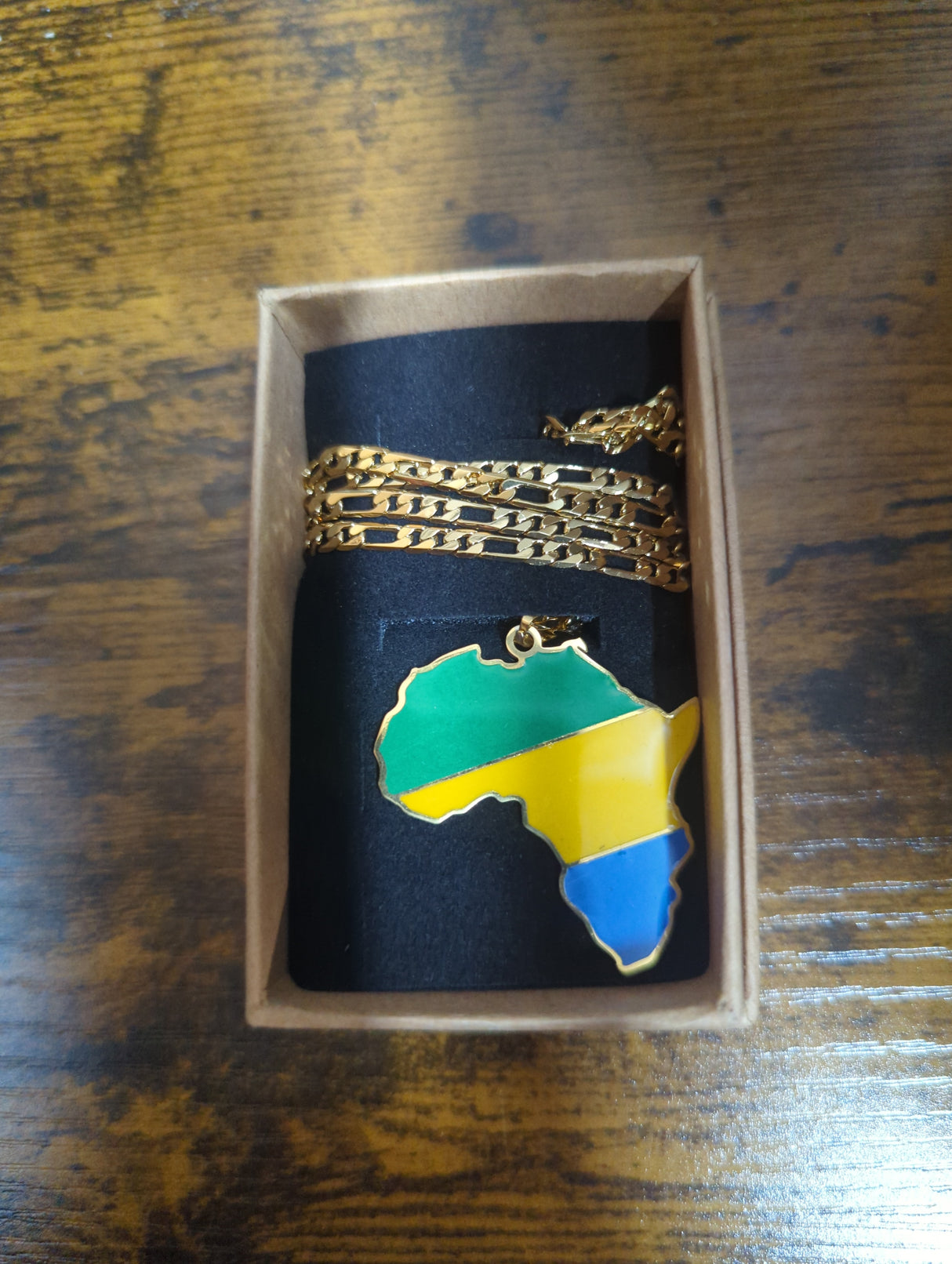 National Flag Africa Shape Gold Necklace 60cm Thick Chain