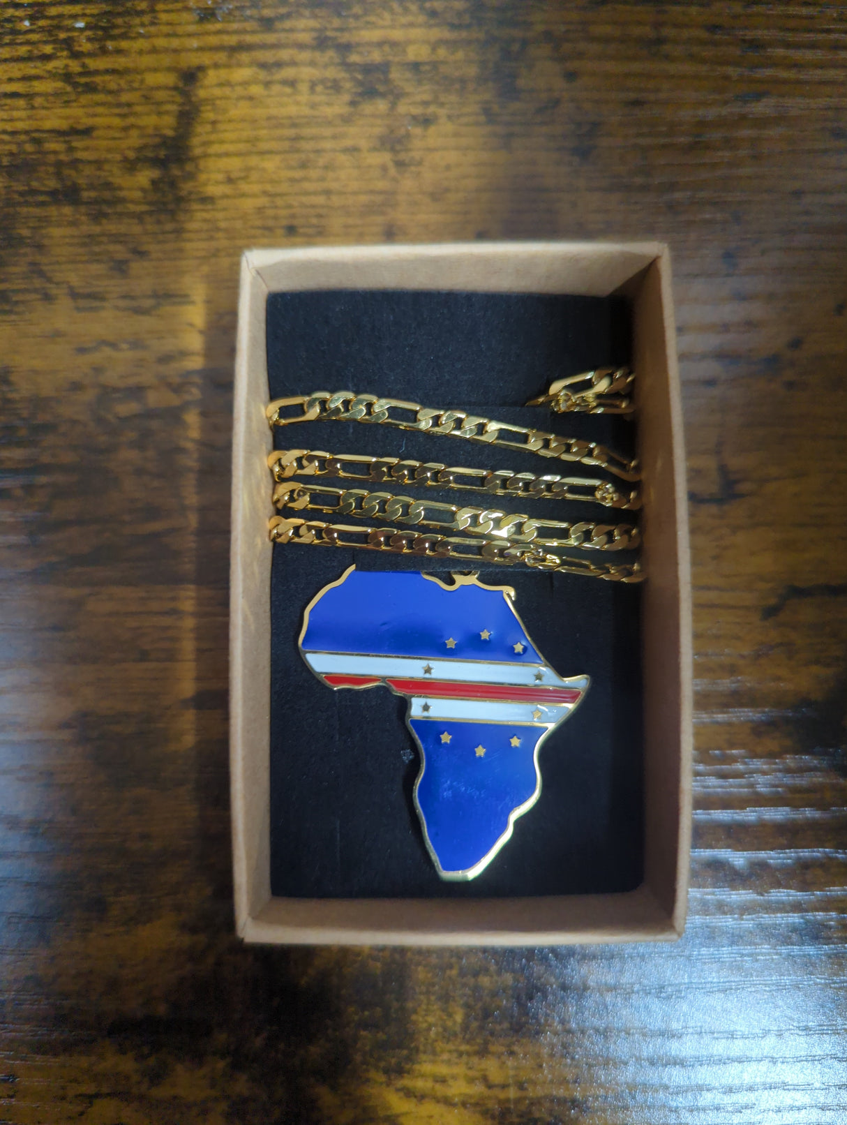 National Flag Africa Shape Gold Necklace 60cm Thick Chain