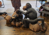 Monkey on the Rocks Mahogany Display Piece