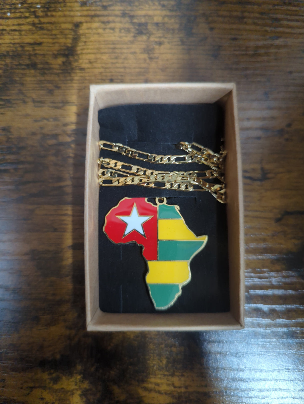 National Flag Africa Shape Gold Necklace 60cm Thick Chain