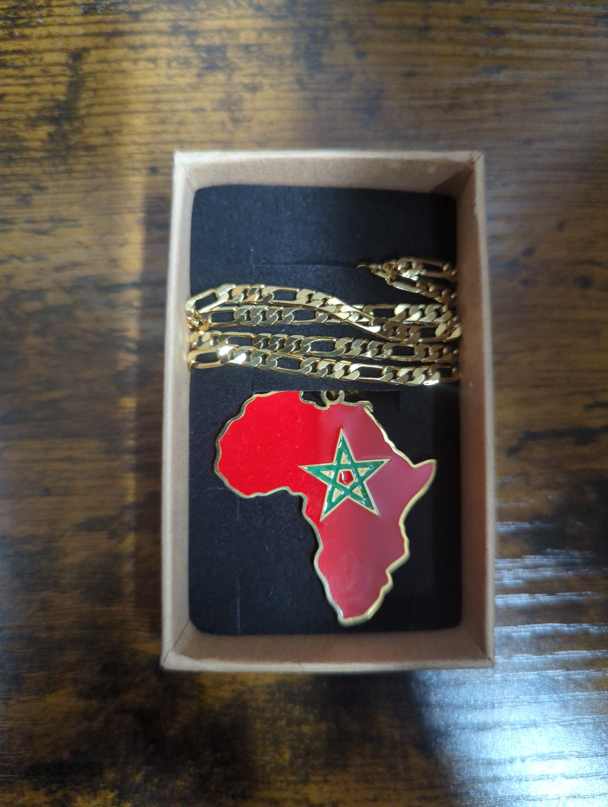 National Flag Africa Shape Gold Necklace 60cm Thick Chain