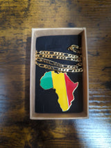 National Flag Africa Shape Gold Necklace 60cm Thick Chain
