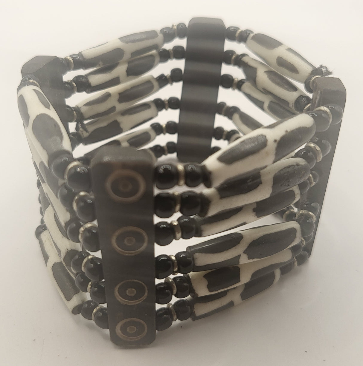 Six Strand Mixed Block Bracelet