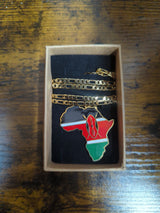 National Flag Africa Shape Gold Necklace 60cm Thick Chain