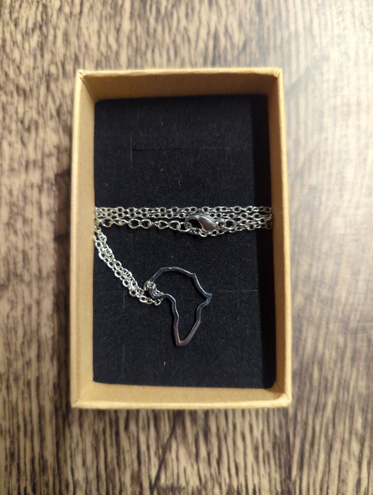 Africa Shape Outline Necklace 50cm Chain 15mm x 18.5mm Pendant