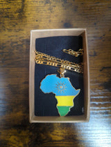 National Flag Africa Shape Gold Necklace 60cm Thick Chain