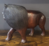 Ebony Head Turned Lion with Textured Mane