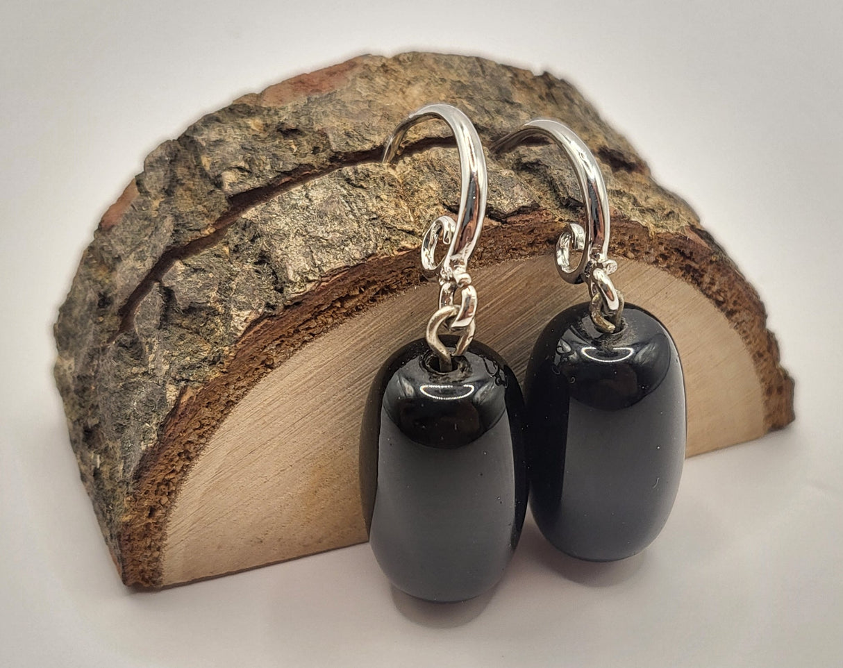 Oval Onyx Earrings