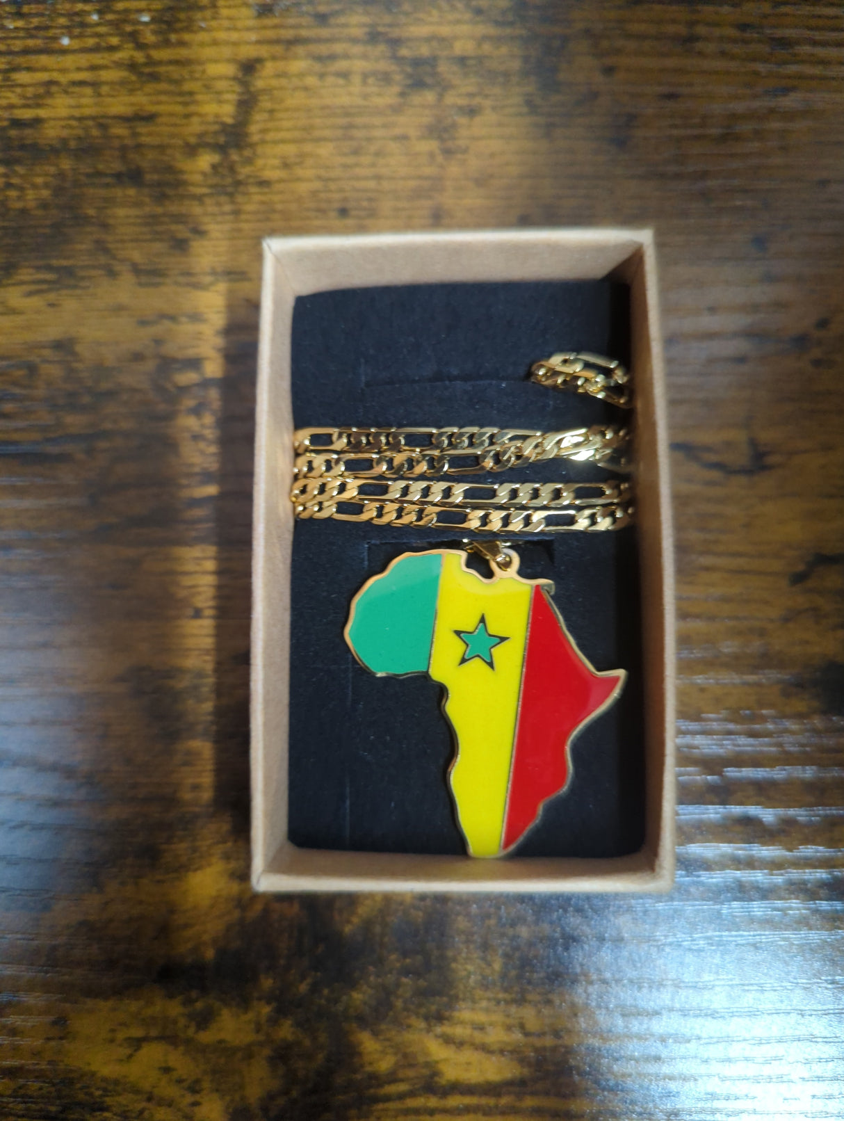 National Flag Africa Shape Gold Necklace 60cm Thick Chain
