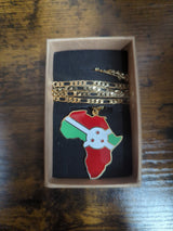 National Flag Africa Shape Gold Necklace 60cm Thick Chain