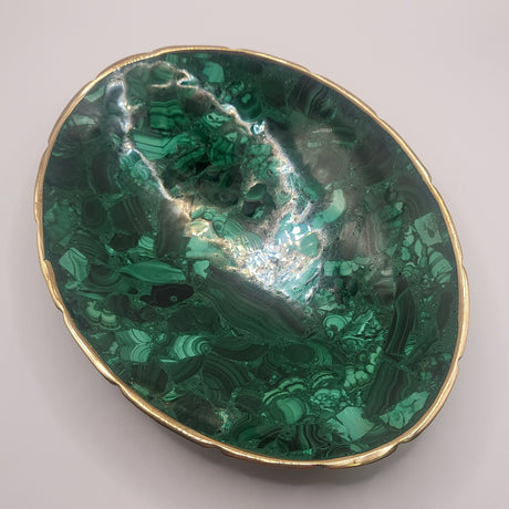 Malachite Brass Lined Fruit Bowl