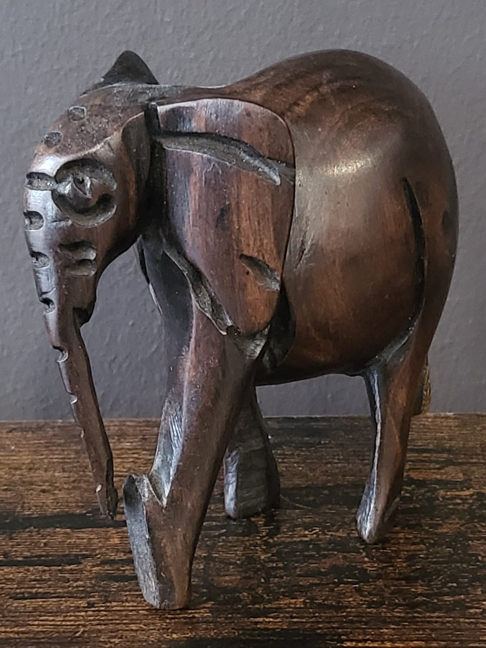 Small Mahogany Standing Elephant