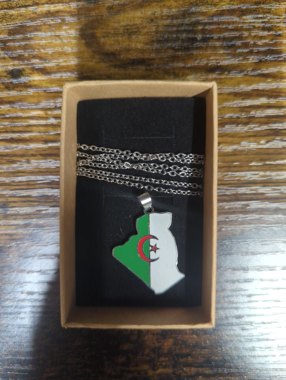 National Flag Country Shape Silver Necklace 60cm Chain