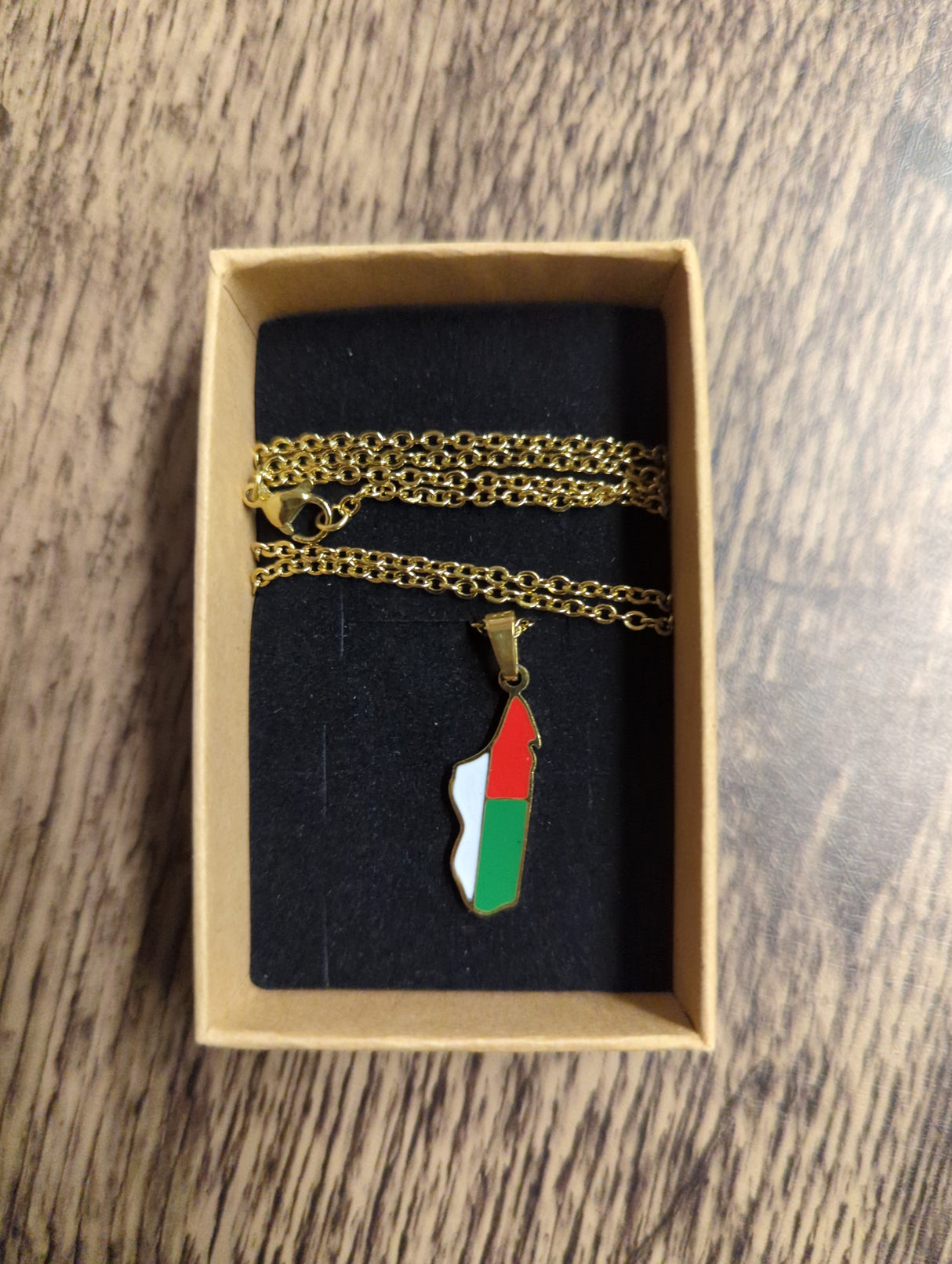 National Flag Country Shape Gold Necklace 60cm Thin Chain