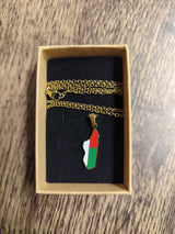 National Flag Country Shape Gold Necklace 60cm Thin Chain