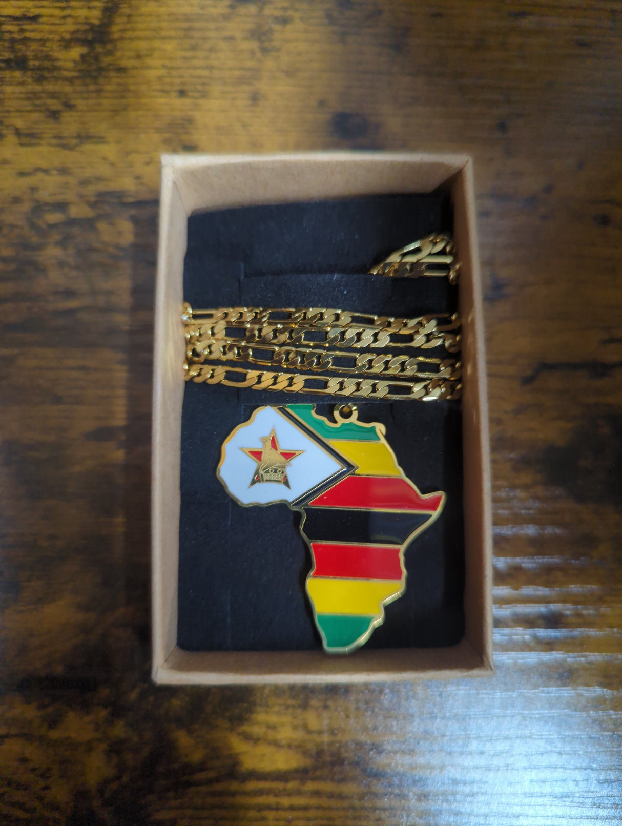 National Flag Africa Shape Gold Necklace 60cm Thick Chain