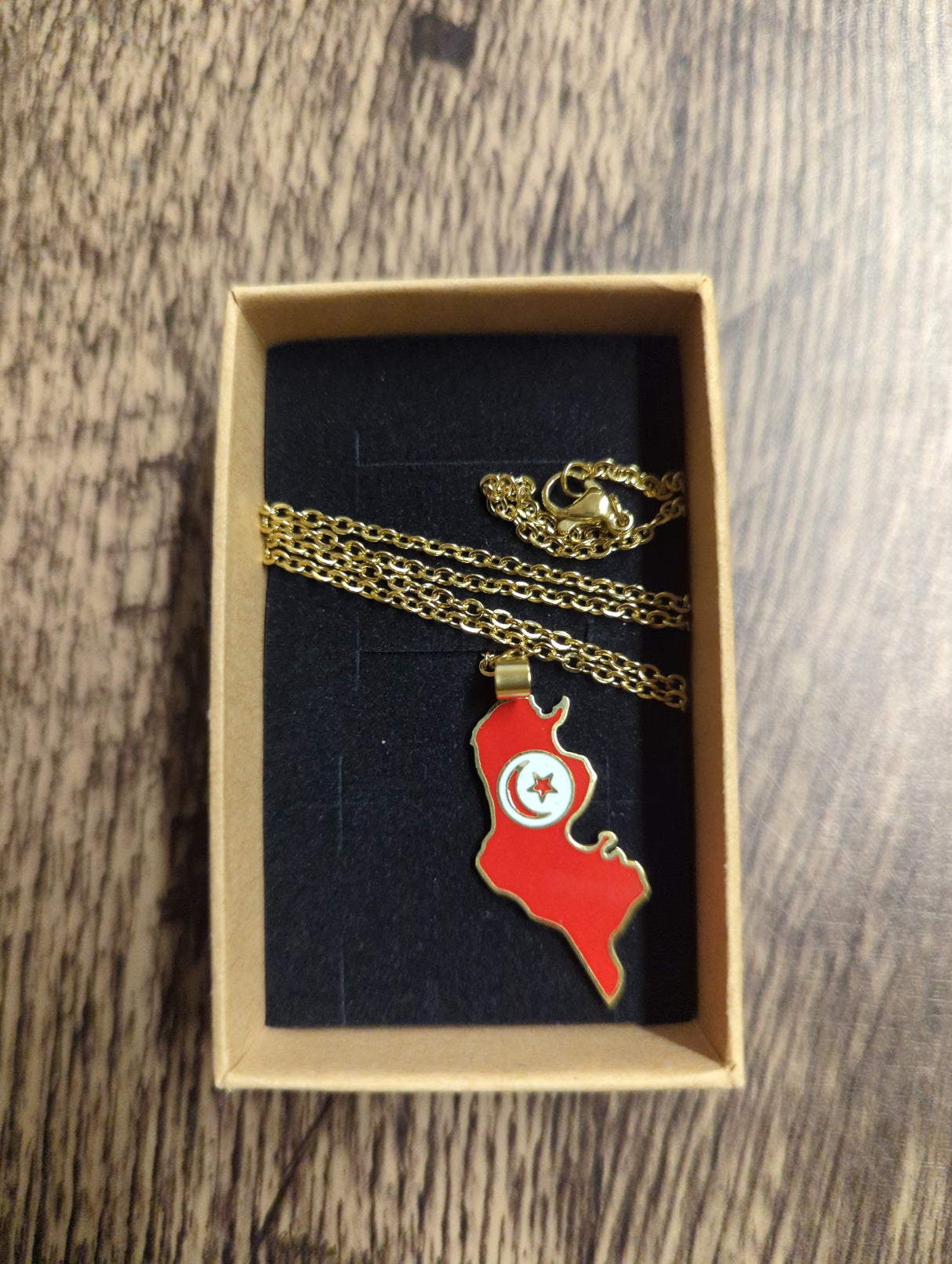 National Flag Country Shape Gold Necklace 60cm Thin Chain