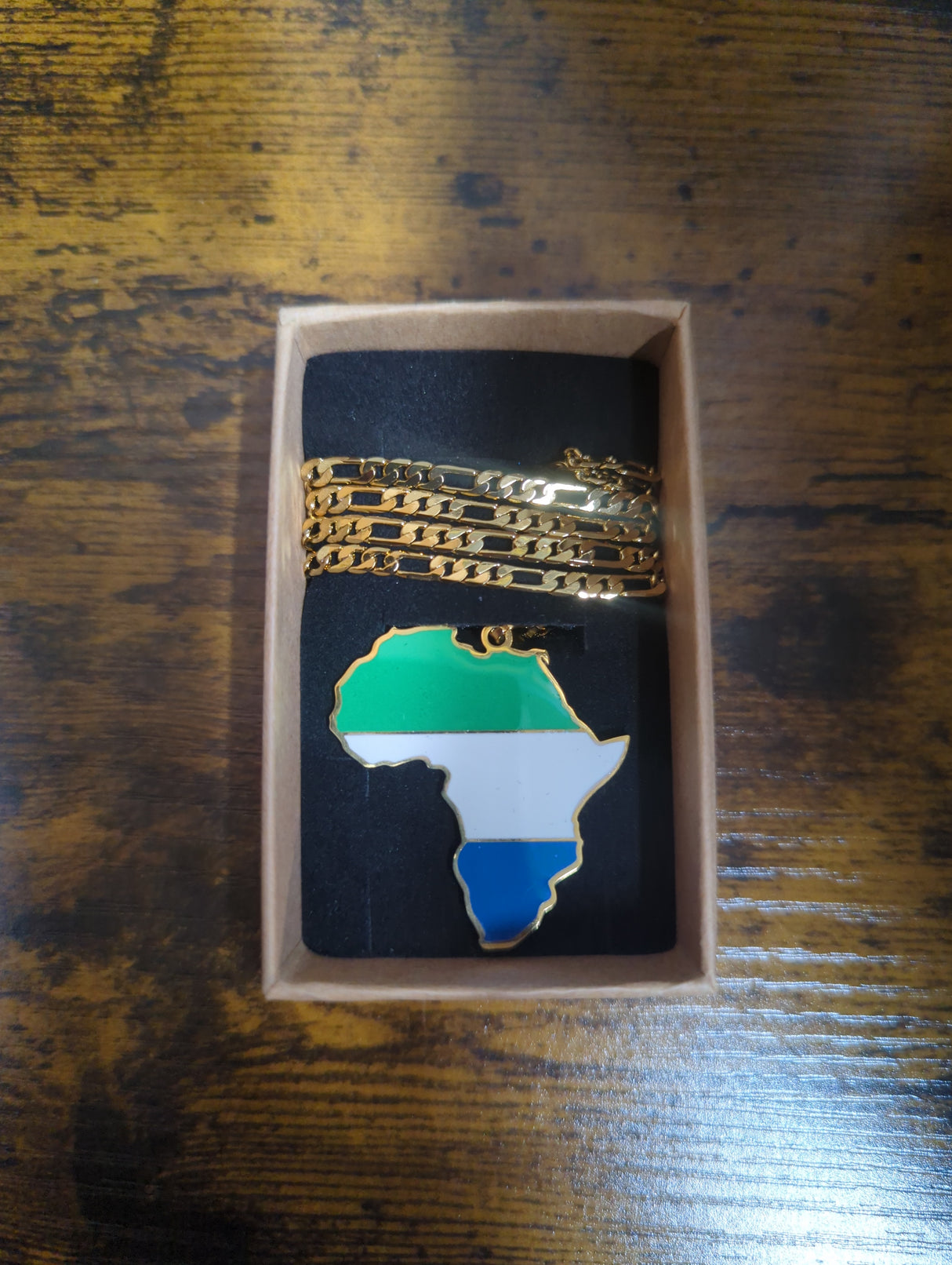 National Flag Africa Shape Gold Necklace 60cm Thick Chain