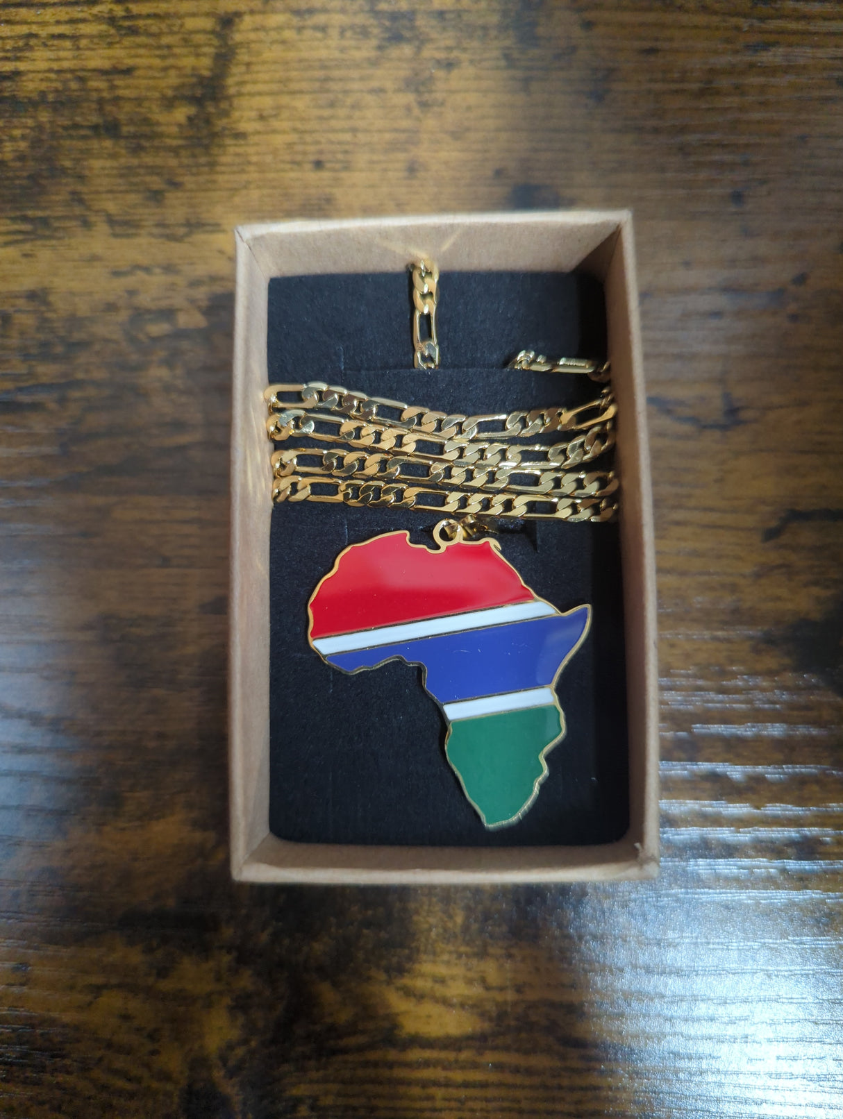 National Flag Africa Shape Gold Necklace 60cm Thick Chain