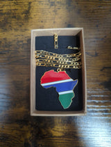 National Flag Africa Shape Gold Necklace 60cm Thick Chain
