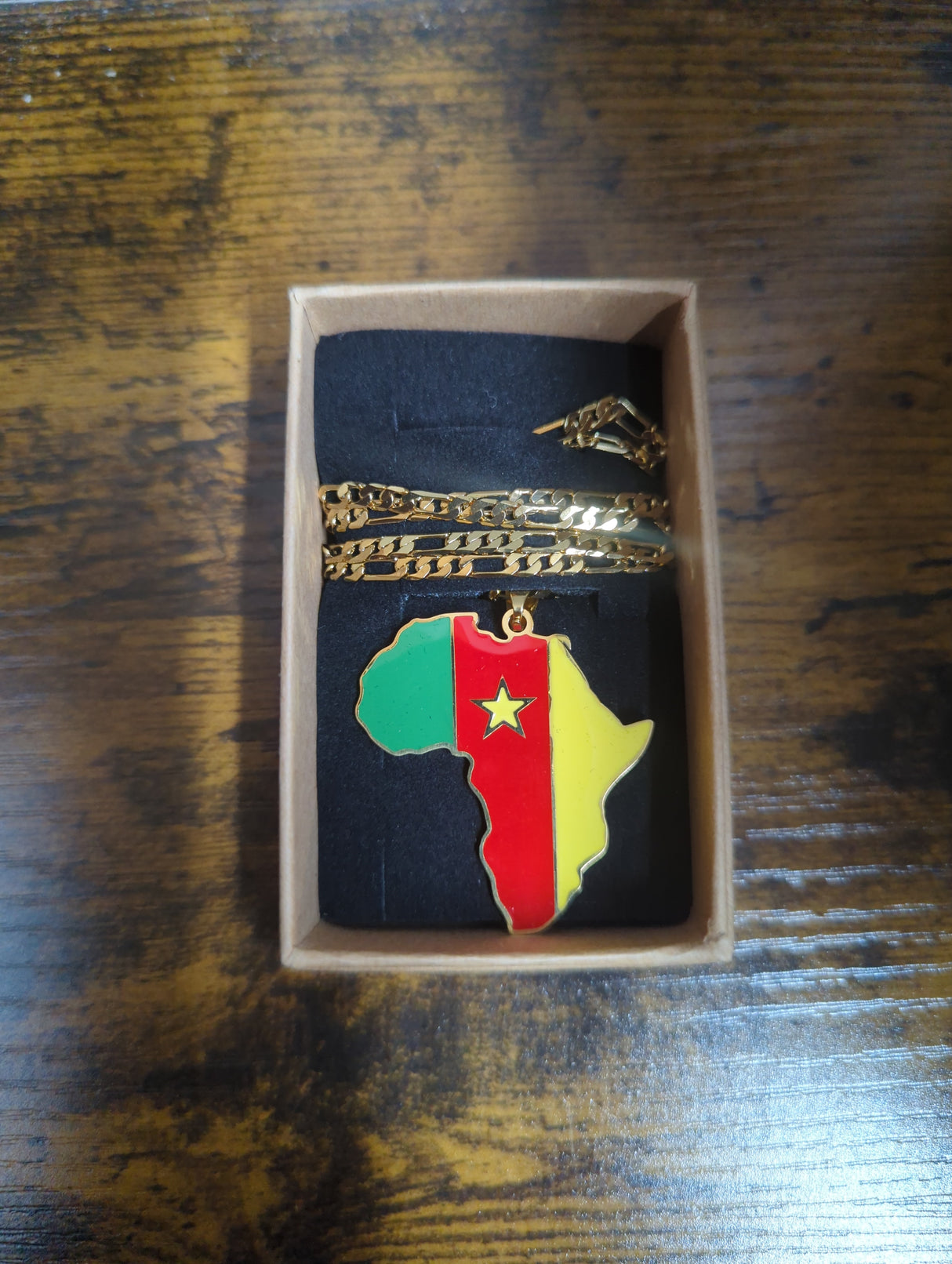 National Flag Africa Shape Gold Necklace 60cm Thick Chain