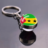 National Flag Glass Ball Silver Keychain