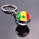 National Flag Glass Ball Silver Keychain