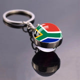 National Flag Glass Ball Silver Keychain