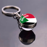 National Flag Glass Ball Silver Keychain