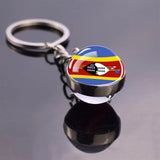 National Flag Glass Ball Silver Keychain