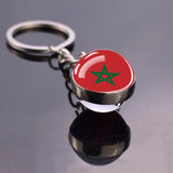 National Flag Glass Ball Silver Keychain