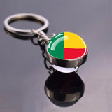 National Flag Glass Ball Silver Keychain