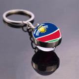 National Flag Glass Ball Silver Keychain
