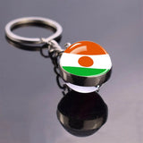 National Flag Glass Ball Silver Keychain