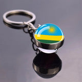 National Flag Glass Ball Silver Keychain