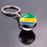 National Flag Glass Ball Silver Keychain